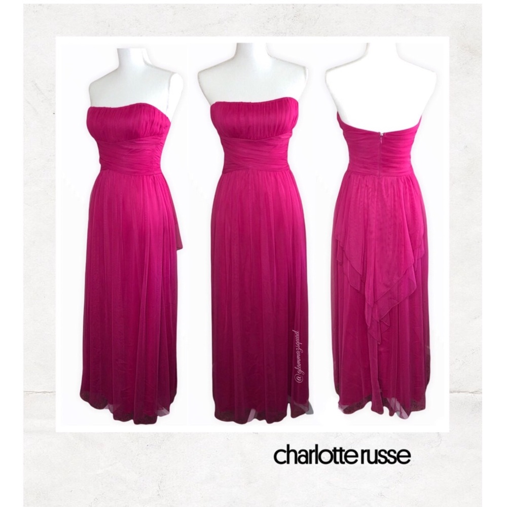 charlotte russe Raspberry Pink Strapless Evening Gown